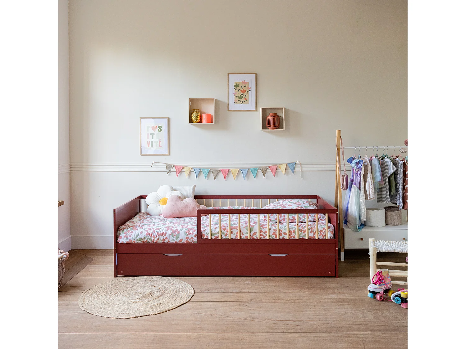 Lit gigogne pour enfant 190x90cm terracotta ADAM - HAPPY GARDEN