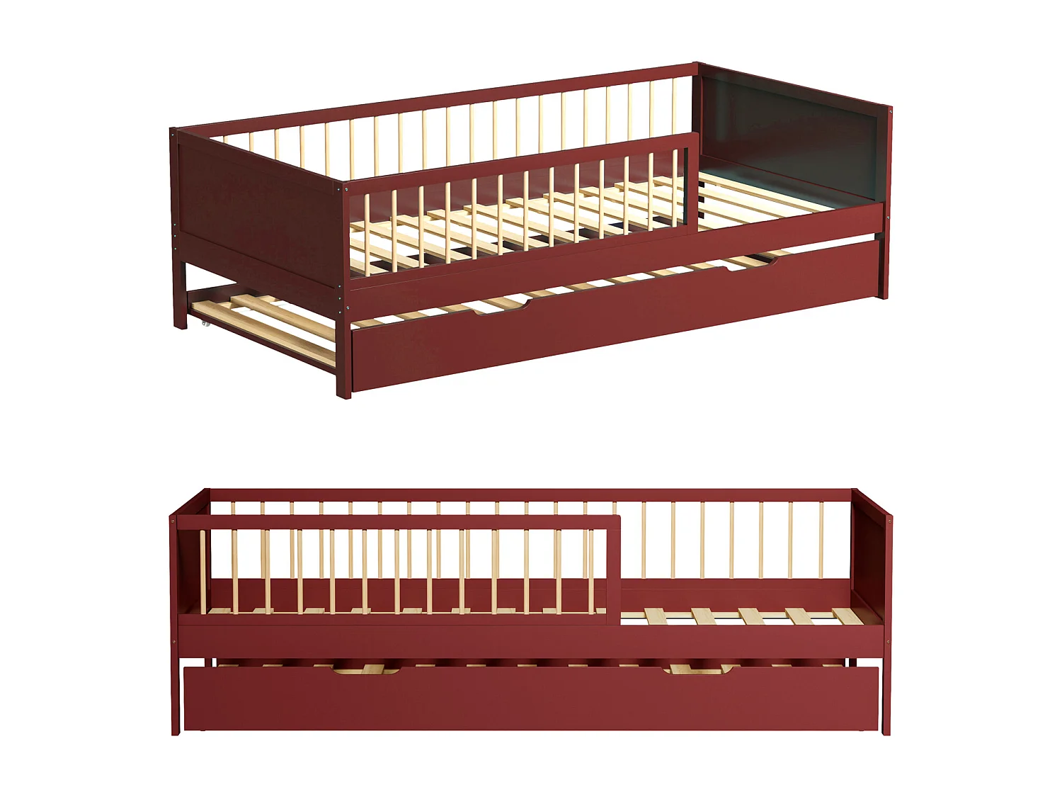 Lit gigogne pour enfant 190x90cm terracotta ADAM - HAPPY GARDEN