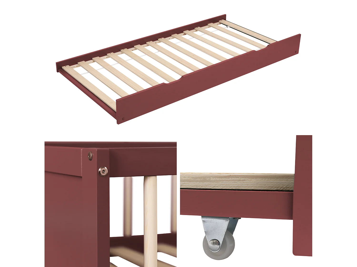 Lit gigogne pour enfant 190x90cm terracotta ADAM - HAPPY GARDEN