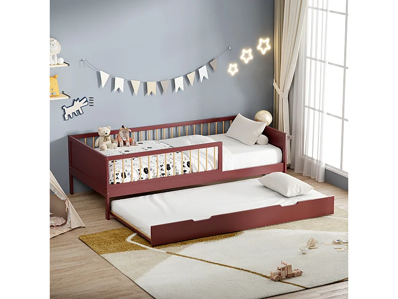 Kinder onderschuifbed 190x90cm terracotta ADAM