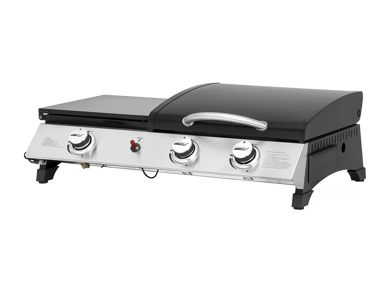 Patelnia gazowa z pokrywką "Rasio" - 7,5 KW - 3 palniki - czarna