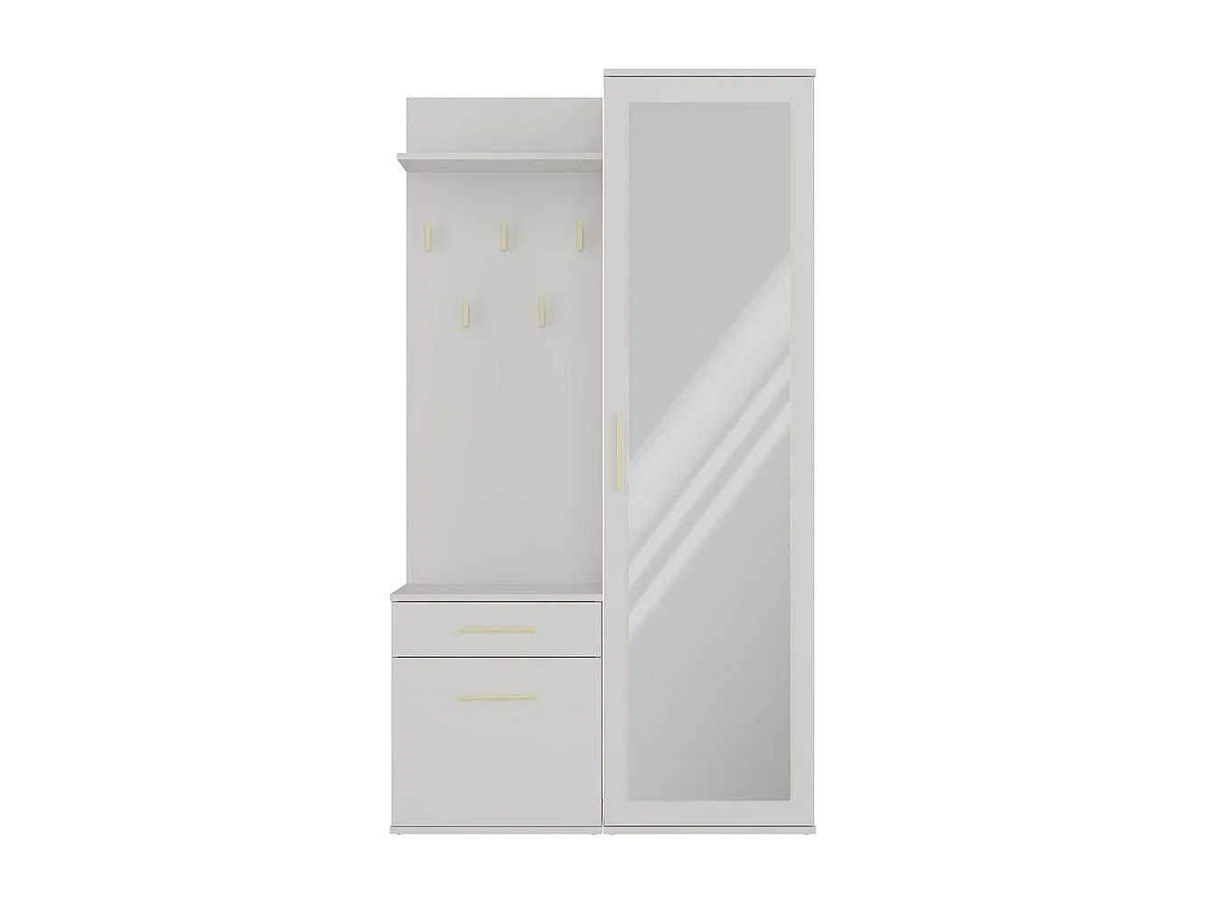 Garderoba Duo | Kaszmir | 100x35x180 cm | Szafa + Lustro + Wieszak + Szuflada + Szafka