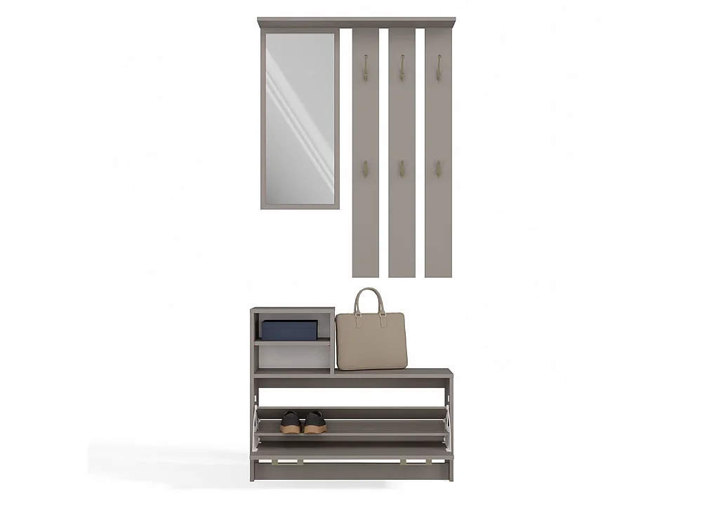 VITTORIA - Armadio da sala - Gancio a muro + specchio + porta scarpe - 180x85x24 - Armadio da sala