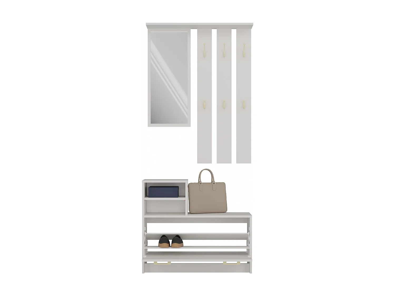 Garderoba VERA | Kaszmir | 85x24x180 cm | Wieszak, Lustro, Szafka na Buty