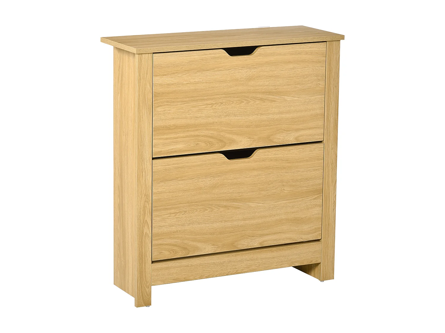 Armoire à chaussures 2 portes abattantes 2 compartiments panneaux particules aspect bois