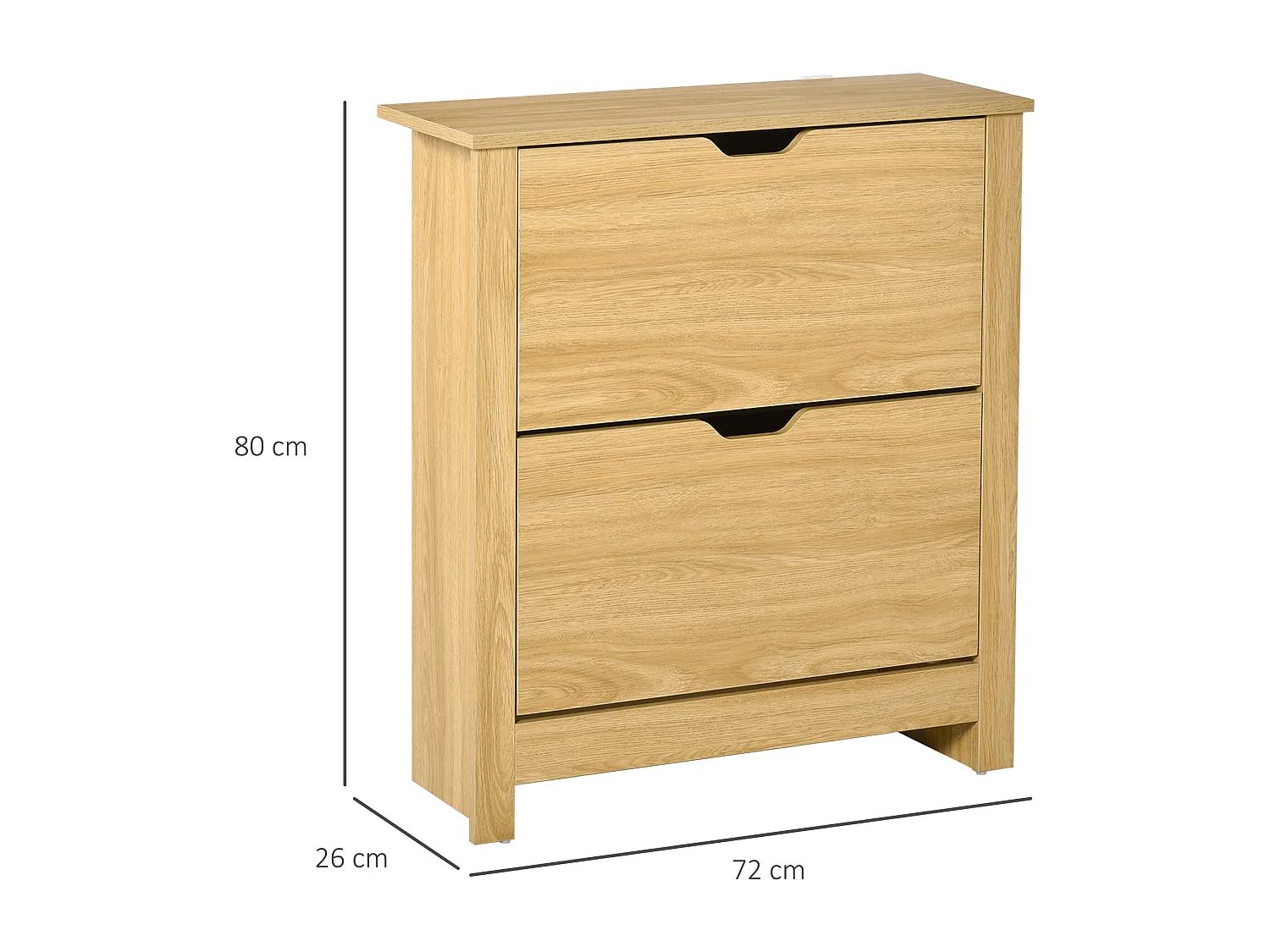 Armoire à chaussures 2 portes abattantes 2 compartiments panneaux particules aspect bois