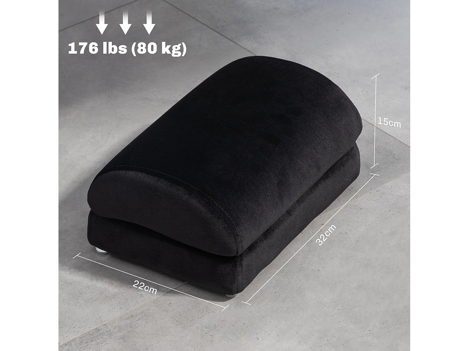 Repose-pied sous le bureau - repose pied bureau antidérapant - mousse souple velours noir