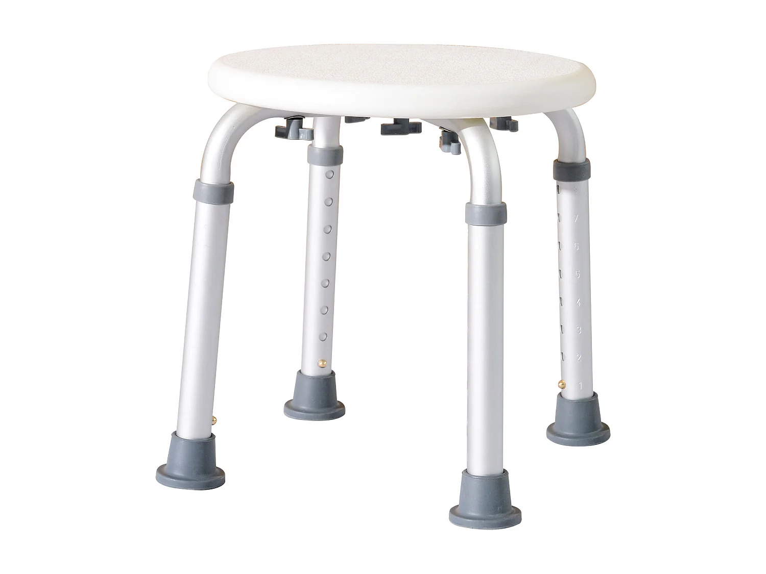 Tabouret de douche réglable en hauteur siège de douche ergonomique pieds antidérapants charge max. 136 Kg alu HDPE blanc