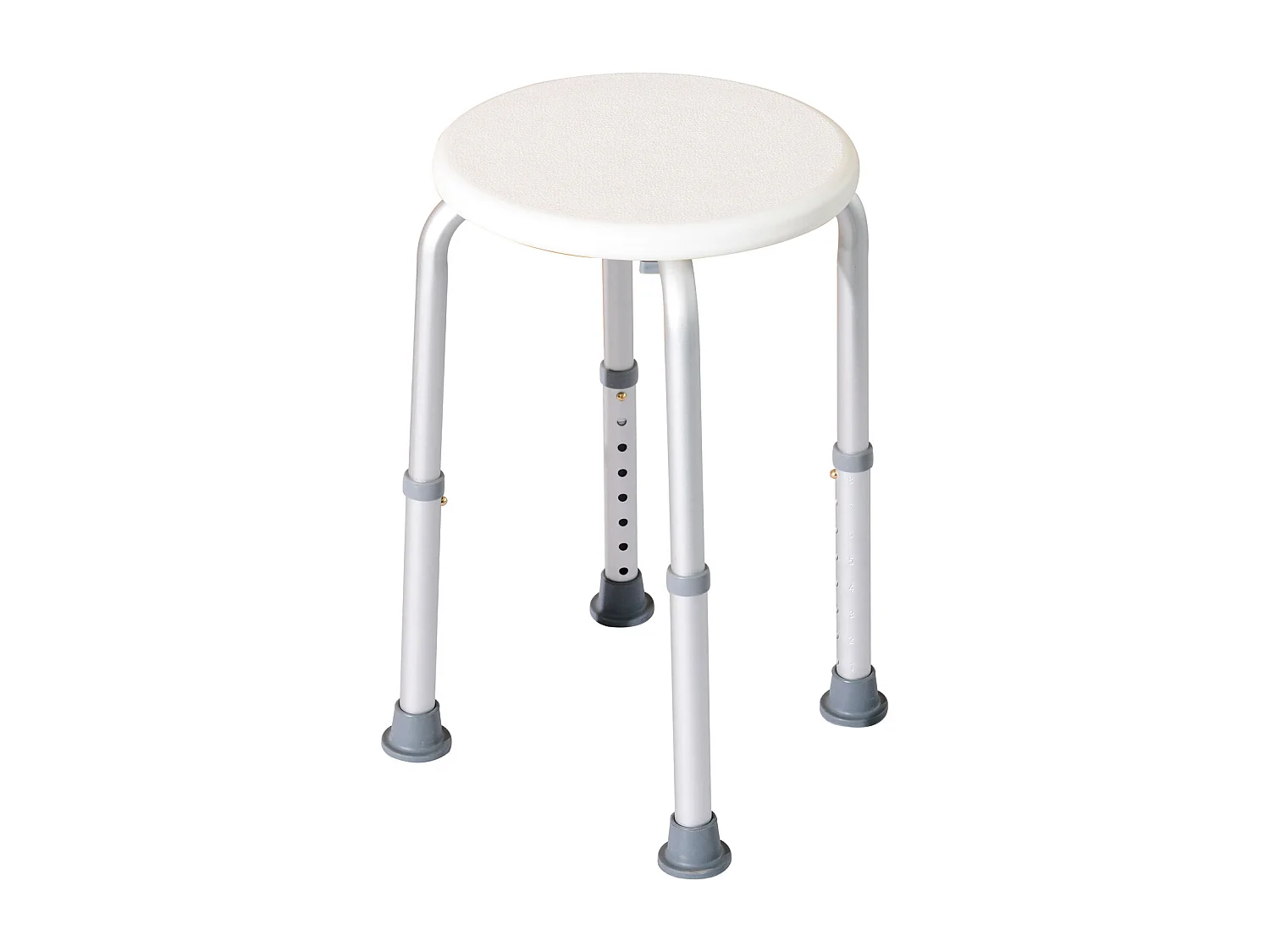 Tabouret de douche réglable en hauteur siège de douche ergonomique pieds antidérapants charge max. 136 Kg alu HDPE blanc