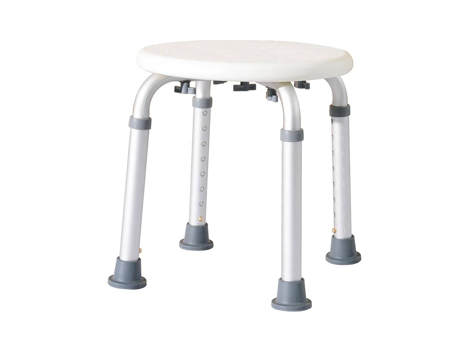 Tabouret de douche réglable en hauteur siège de douche ergonomique pieds antidérapants charge max. 136 Kg alu HDPE blanc
