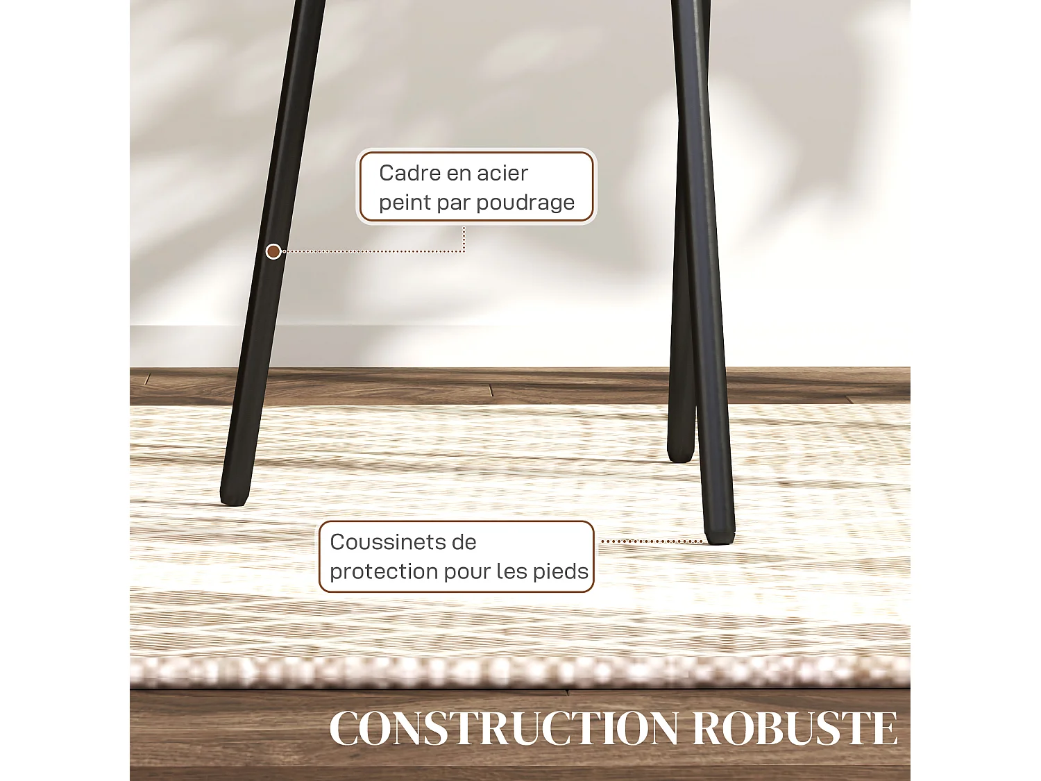 Lot de 2 chaises style vintage piètement structure acier noir dossier ovale aspect rotin assise tissu gris