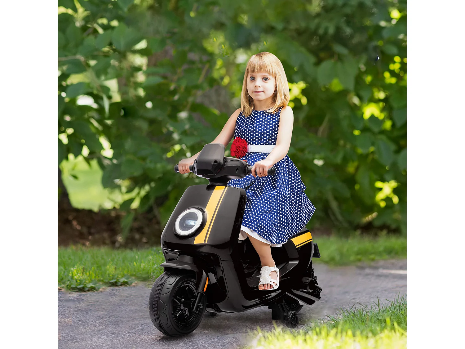 Scooter électrique enfant - moto enfant 6V 25W 2 vitesses 1,5-3 Km/h - effets sonores lumineux - noir