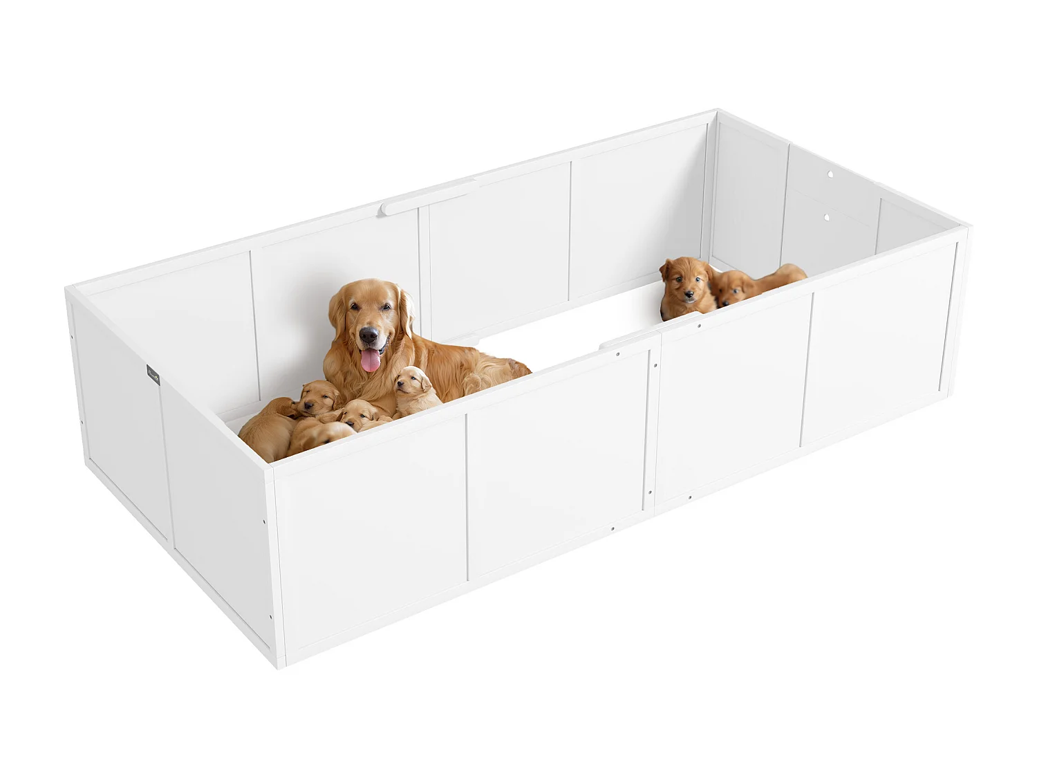 Parc de mise bas pour chien - caisse de mise bas pour chien - hauteur porte réglable - bois pin MDF blanc