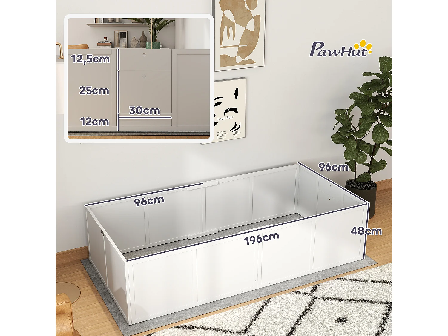 Parc de mise bas pour chien - caisse de mise bas pour chien - hauteur porte réglable - bois pin MDF blanc