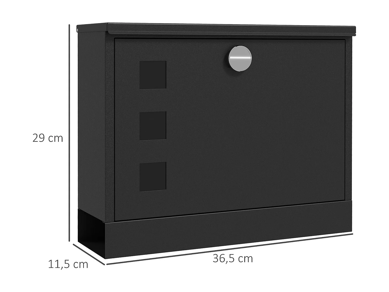 Boite aux lettres murale moderne en métal, boîte aux lettres extérieure verrouillable 2 clés fournis, avec matériel de Montage, 36,5 x 11,5 x 29 cm, gris anthracite