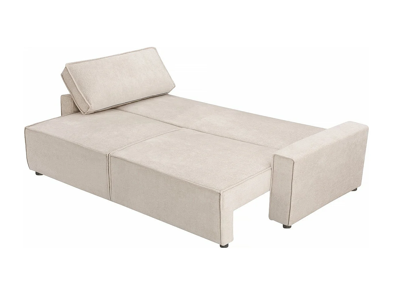 Divano trasformabile dritto in tessuto ciniglia "Montaigne" - 3 posti - Beige