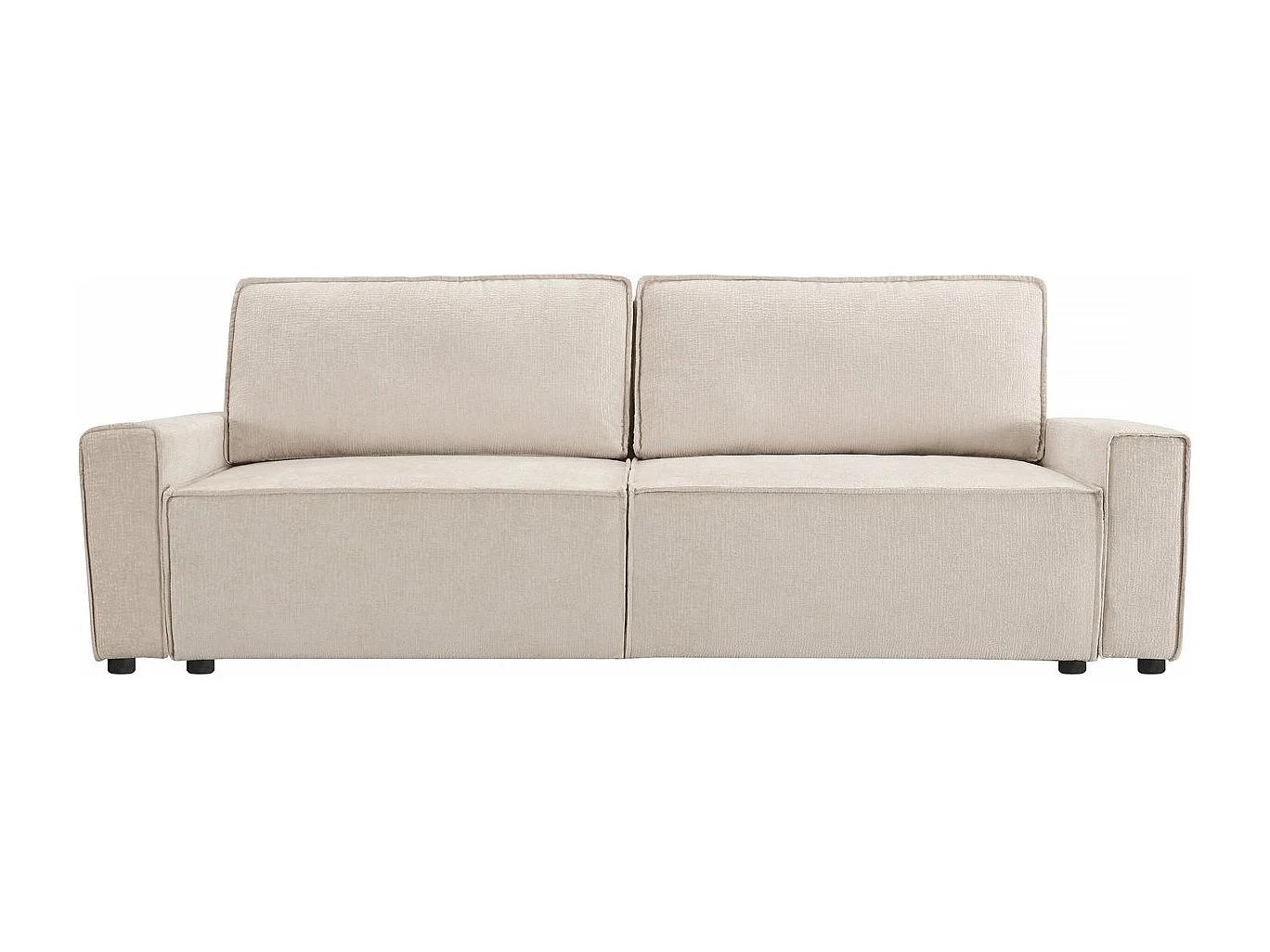 Canapé droit convertible en tissu chenille "Montaigne" - 3 places -  Beige