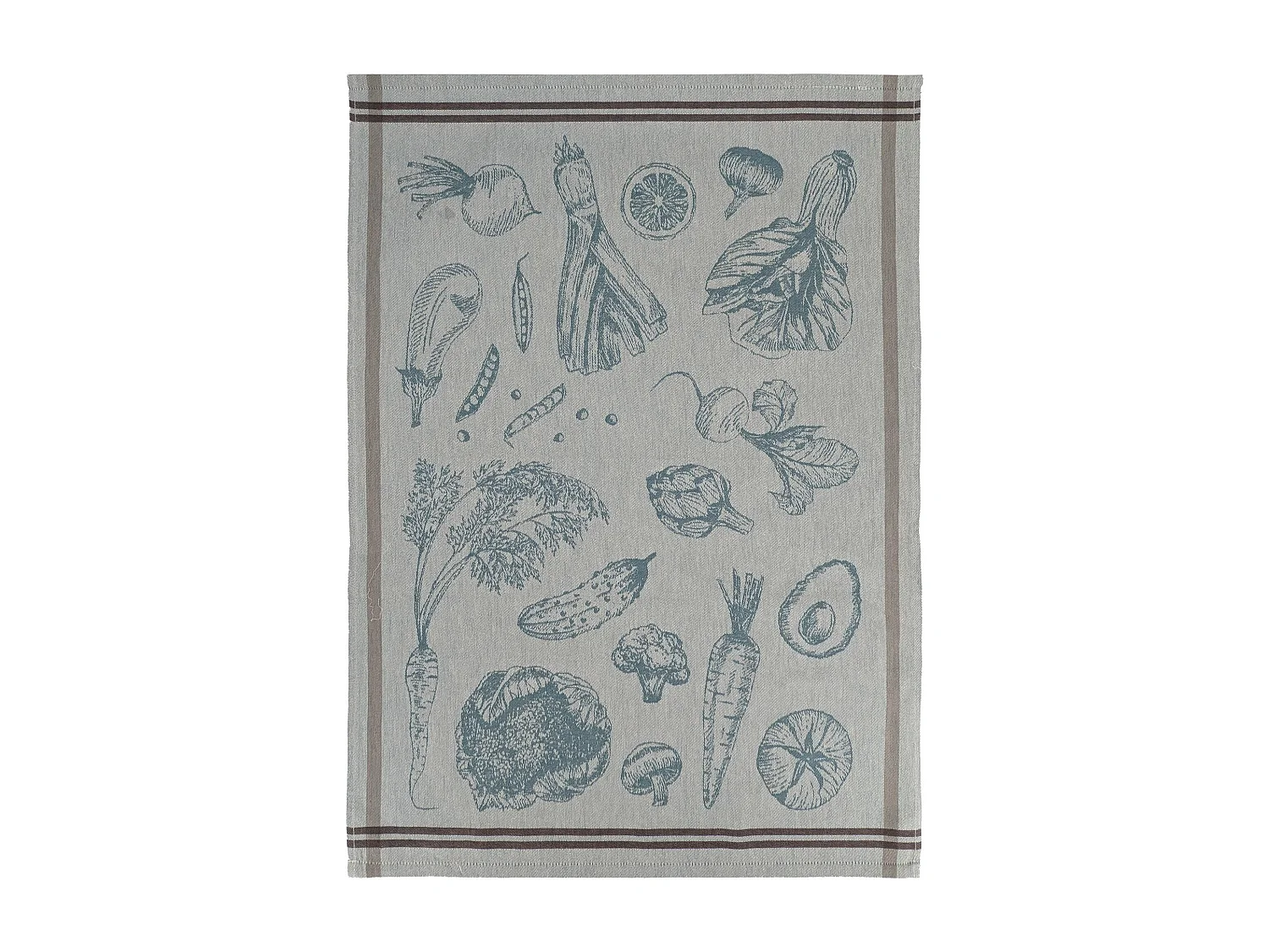 Lot de 2 torchons de cuisine toile VEG 50x70 cm bleu