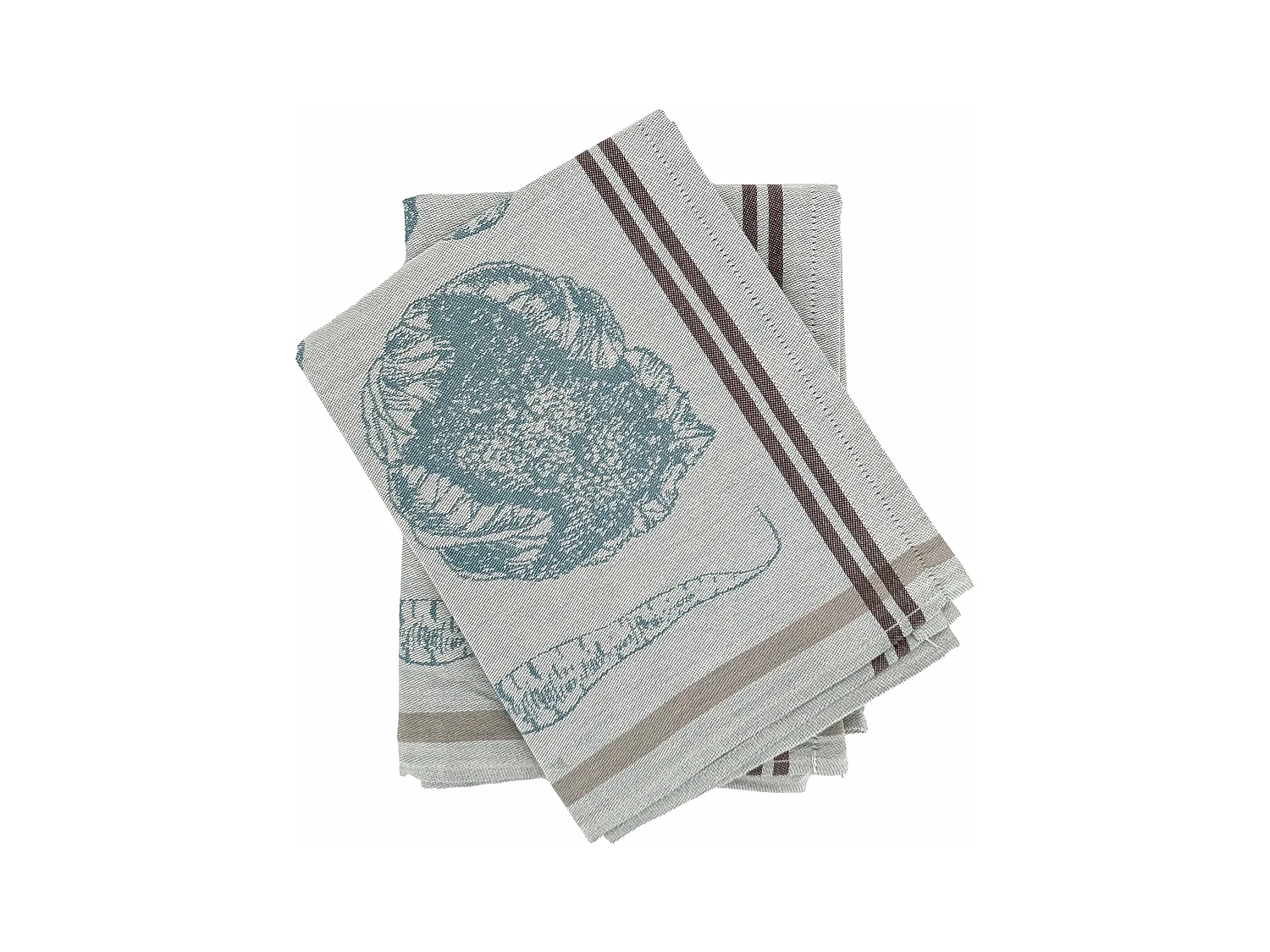 Lot de 2 torchons de cuisine toile VEG 50x70 cm bleu