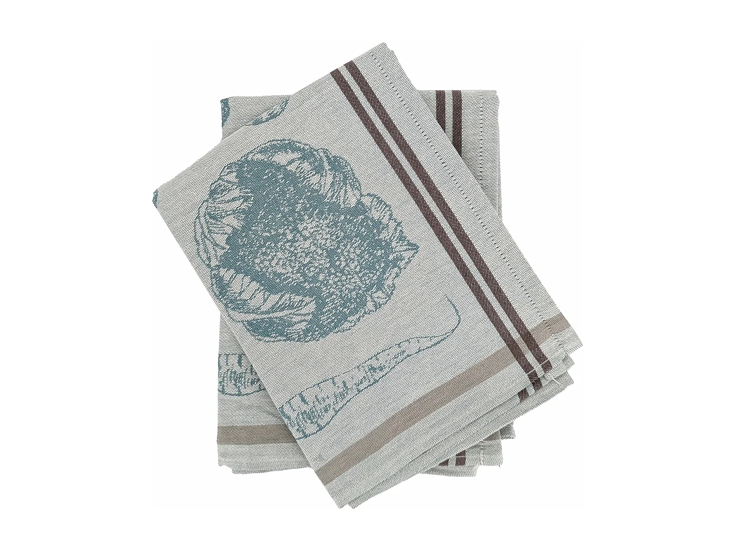 Lot de 2 torchons de cuisine toile VEG 50x70 cm bleu