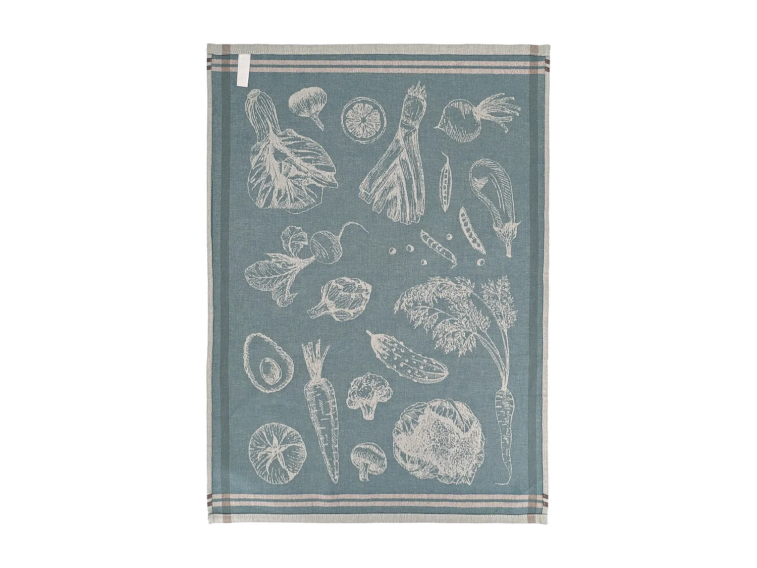 Lot de 2 torchons de cuisine toile VEG 50x70 cm bleu