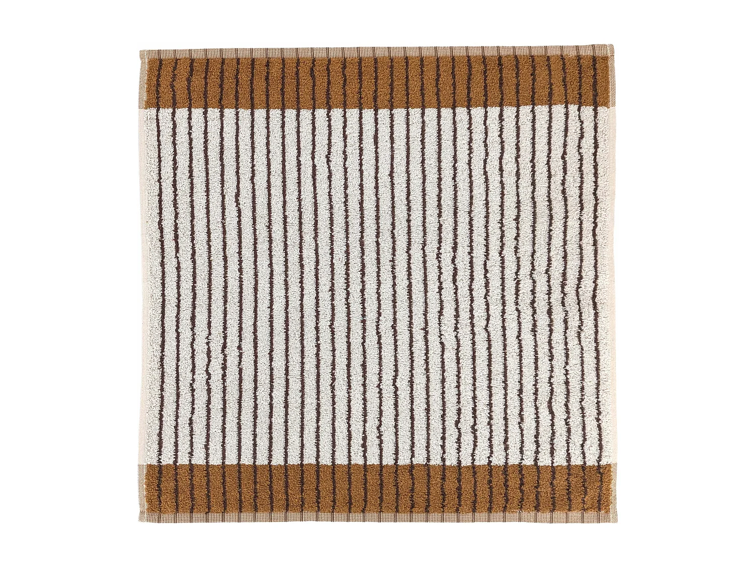 Lot de 2 torchons éponge TERRA 50x50 cm à rayures marron Camel