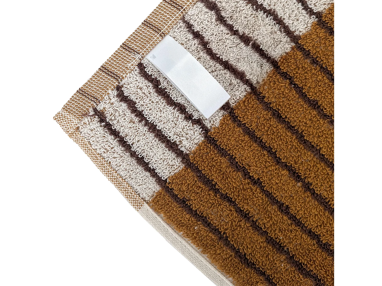 Lot de 2 torchons éponge TERRA 50x50 cm à rayures marron Camel