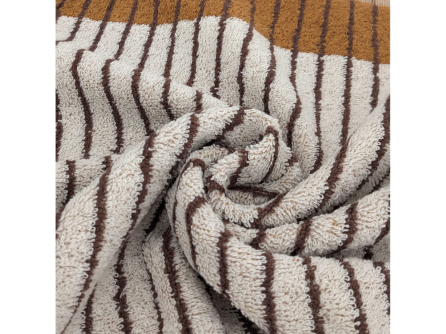 Lot de 2 torchons éponge TERRA 50x50 cm à rayures marron Camel