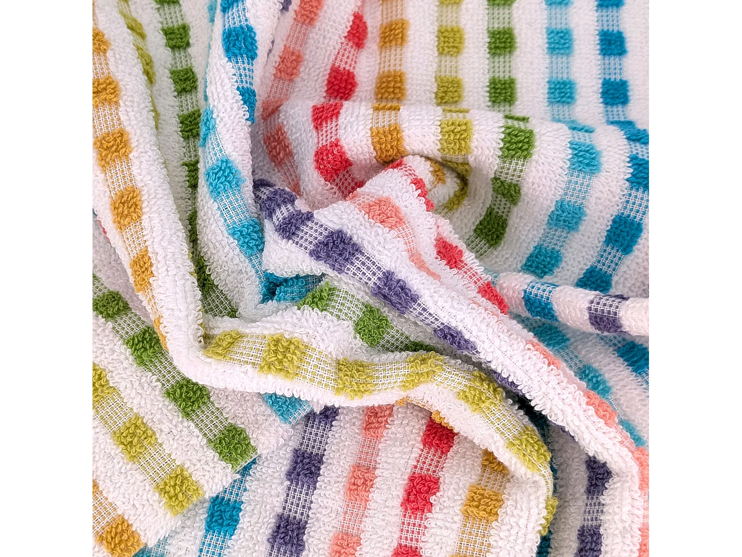 Lot de 2 torchons de cuisine 50x50 cm coton SHAPES motif quadrillés multicolore