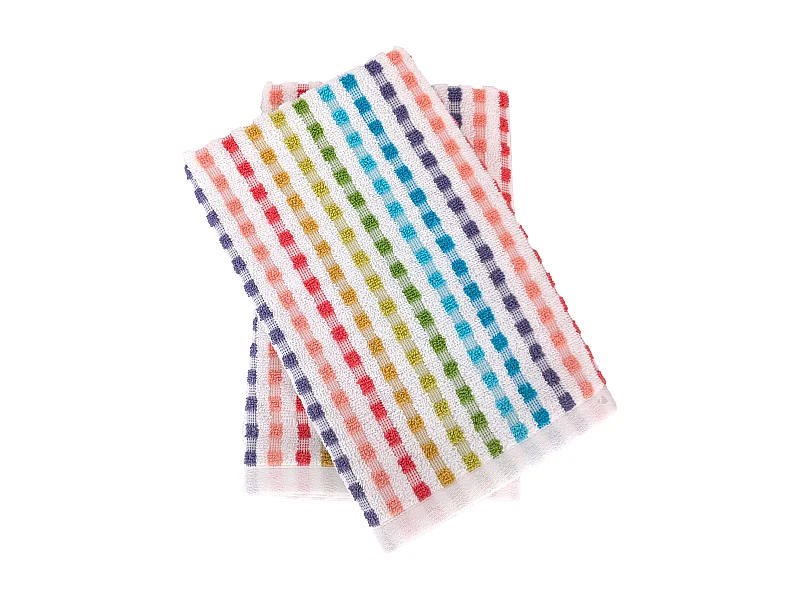 Lot de 2 torchons de cuisine 50x50 cm coton SHAPES motif quadrillés multicolore