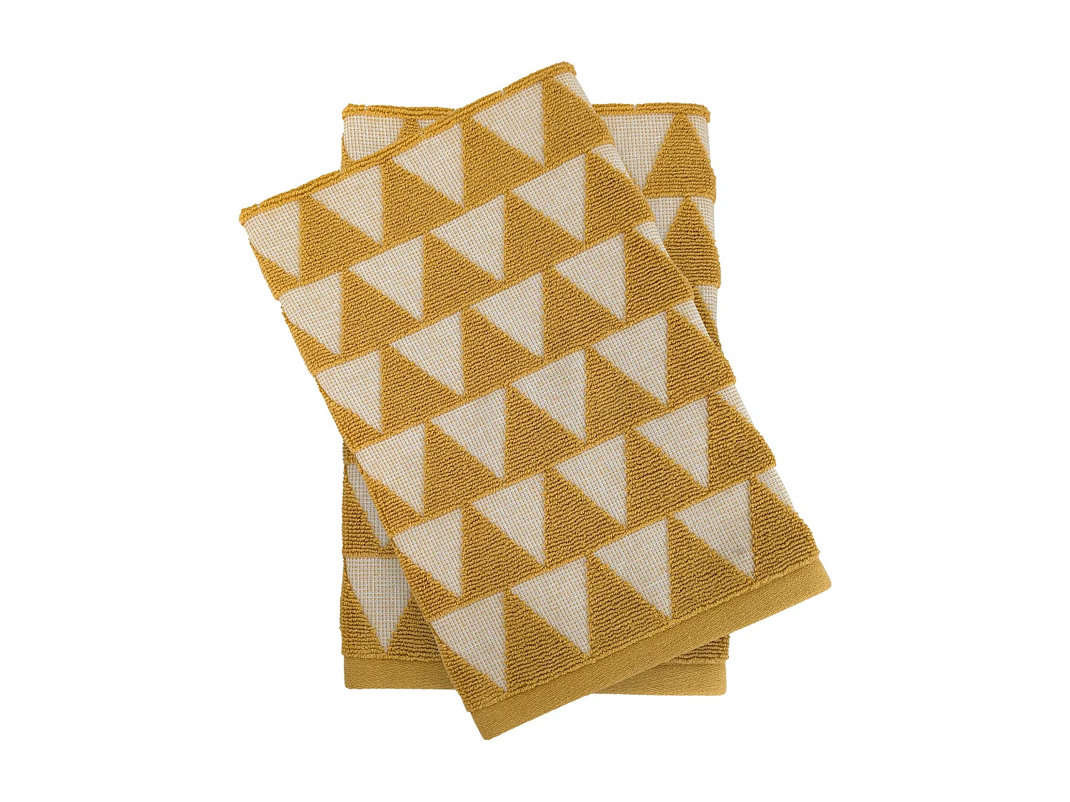 Lot de 2 torchons de cuisine 50x50 cm coton SHAPES motif géométrique jaune