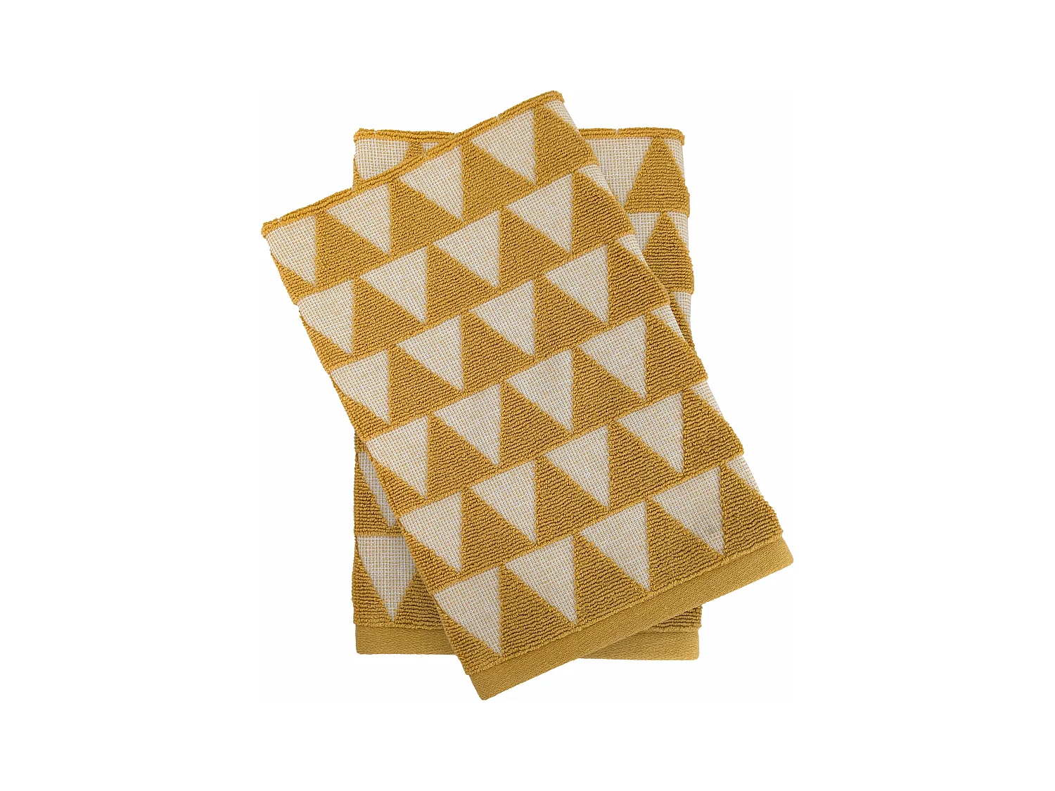 Lot de 2 torchons de cuisine 50x50 cm coton SHAPES motif géométrique jaune