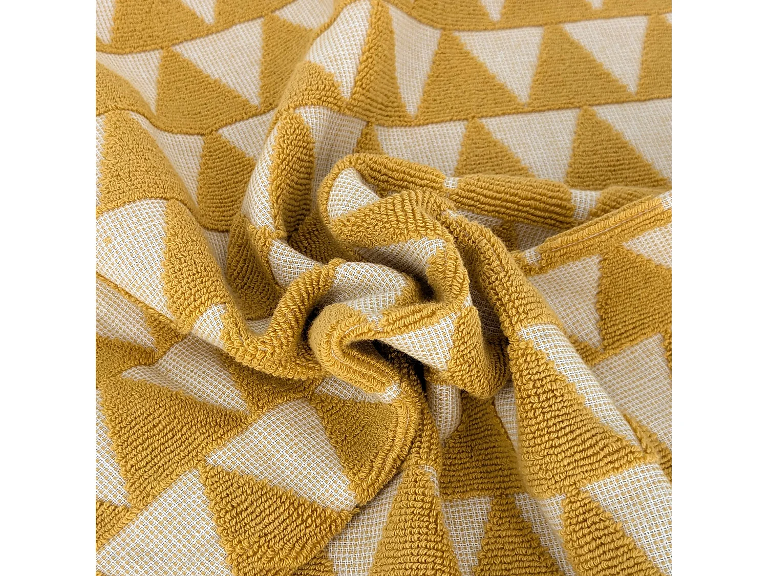 Lot de 2 torchons de cuisine 50x50 cm coton SHAPES motif géométrique jaune