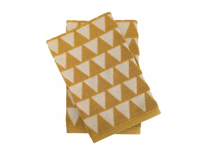 Lot de 2 torchons de cuisine 50x50 cm coton SHAPES motif géométrique jaune