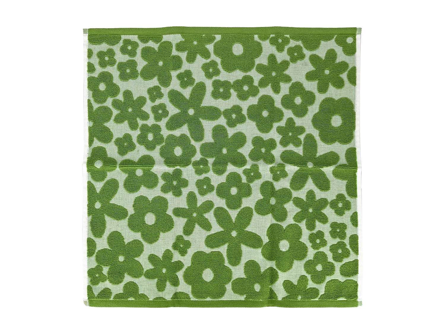 Lot de 2 torchons de cuisine 50x50 cm coton SHAPES motif fleurs vert