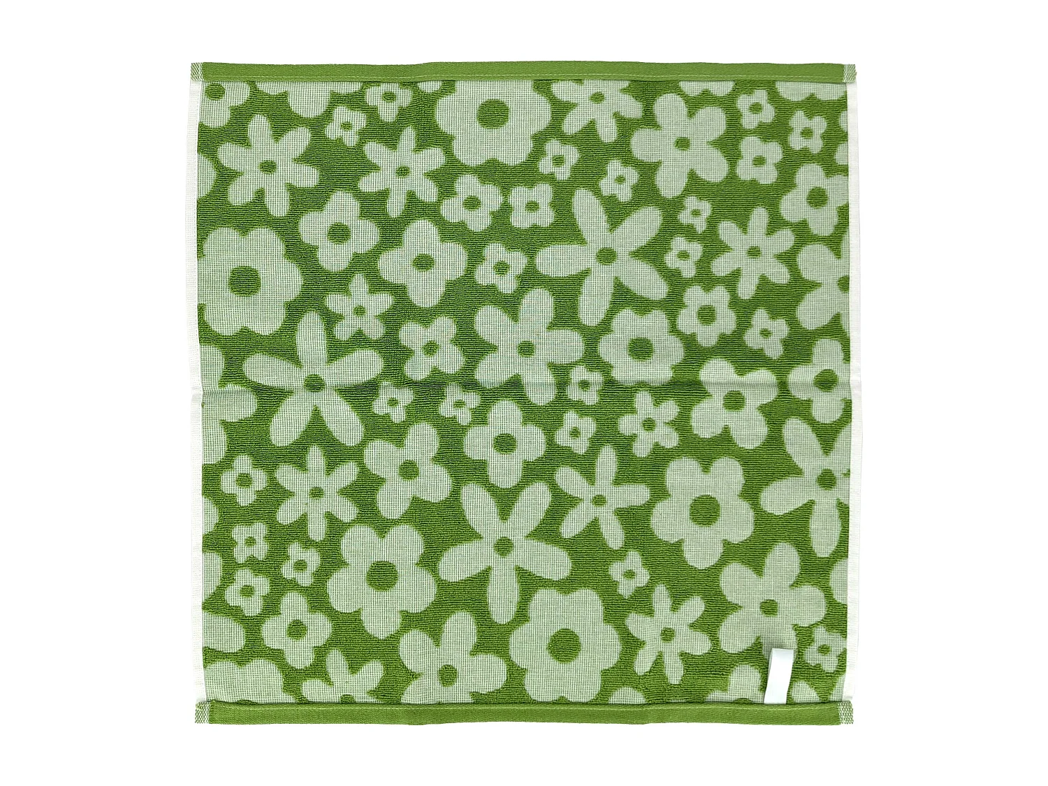 Lot de 2 torchons de cuisine 50x50 cm coton SHAPES motif fleurs vert