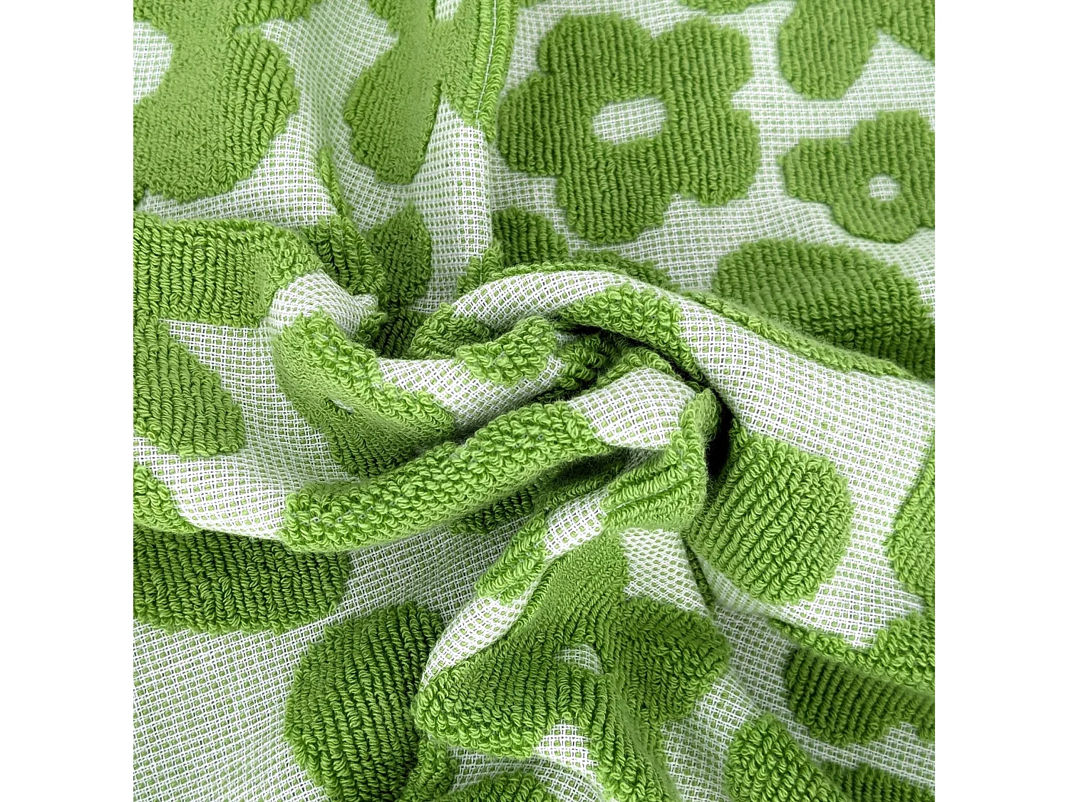 Lot de 2 torchons de cuisine 50x50 cm coton SHAPES motif fleurs vert