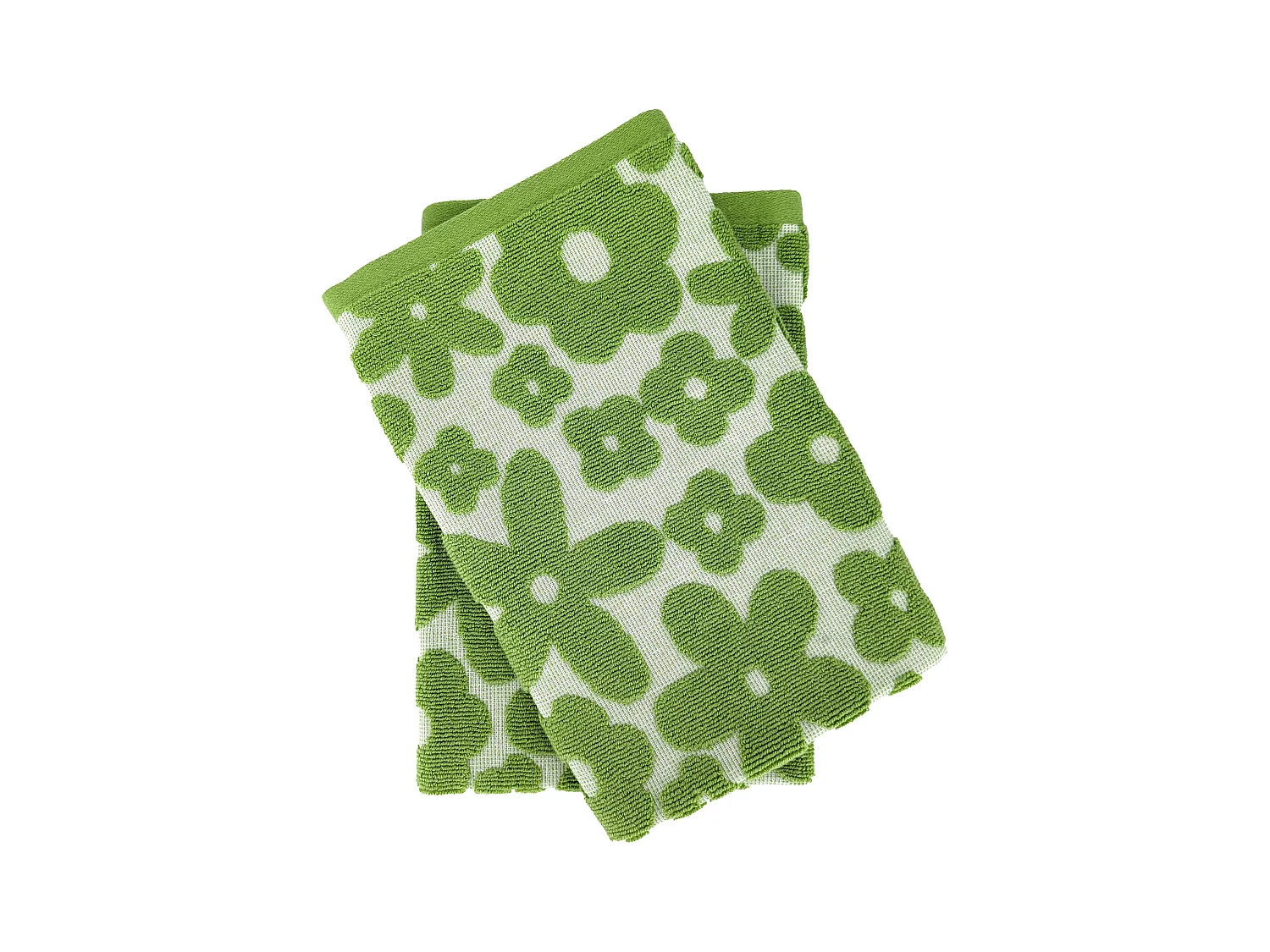 Lot de 2 torchons de cuisine 50x50 cm coton SHAPES motif fleurs vert