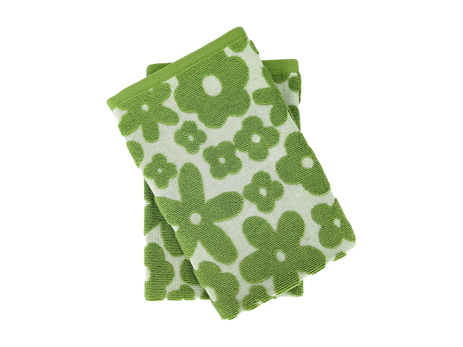 Lot de 2 torchons de cuisine 50x50 cm coton SHAPES motif fleurs vert