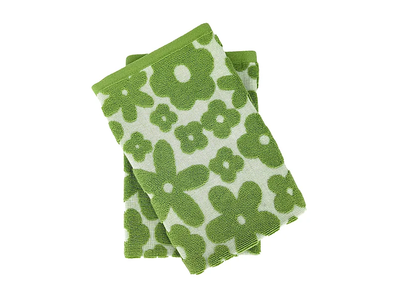 Lot de 2 torchons de cuisine 50x50 cm coton SHAPES motif fleurs vert