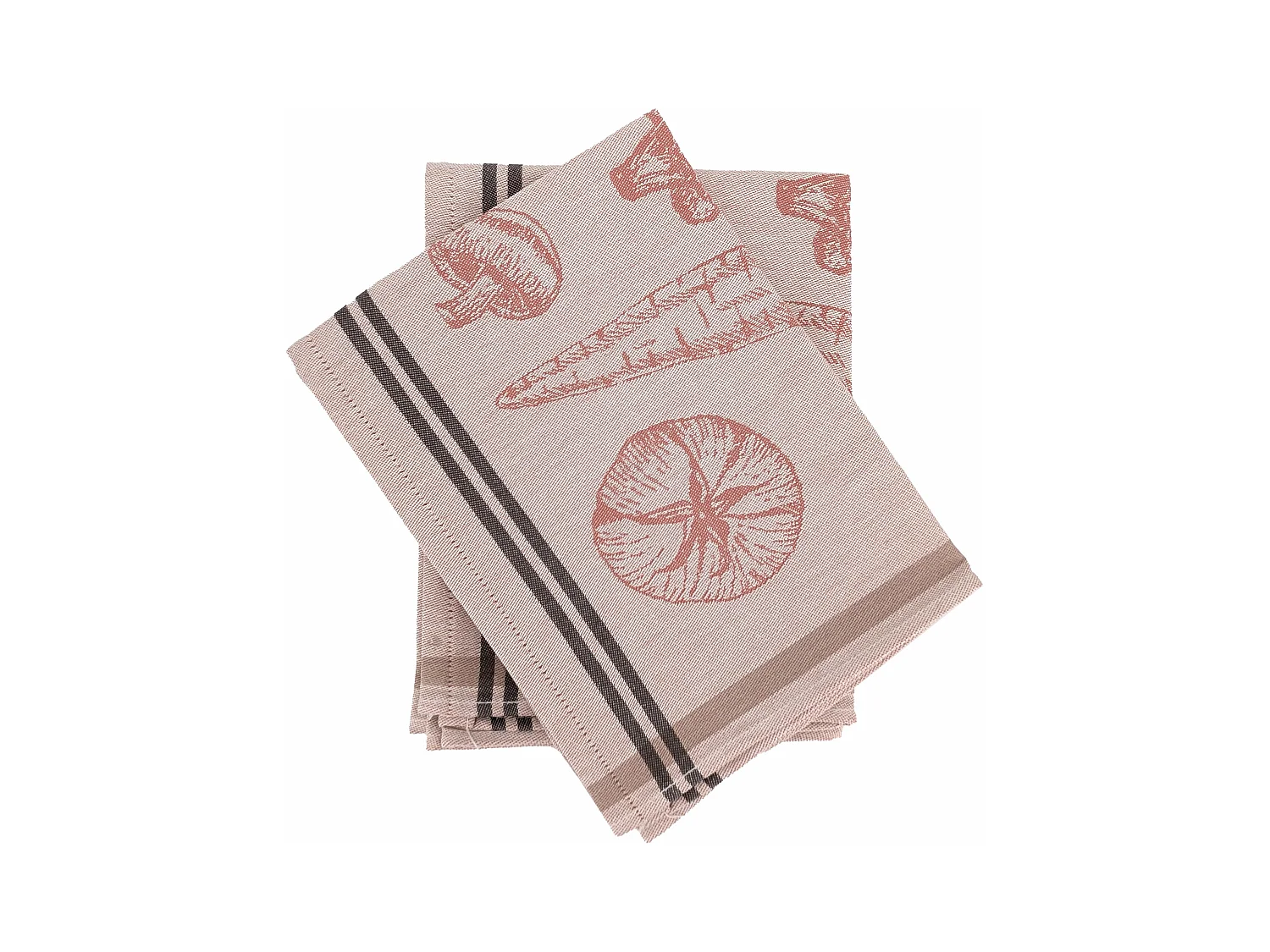 Lot de 2 torchons de cuisine toile VEG 50x70 cm rouge Brique