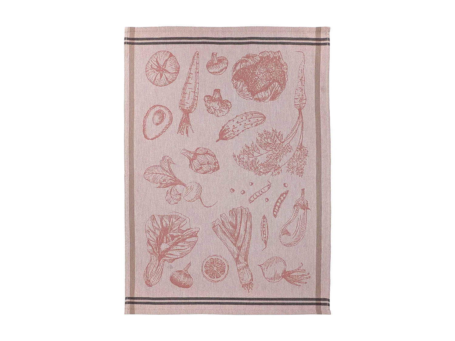 Lot de 2 torchons de cuisine toile VEG 50x70 cm rouge Brique