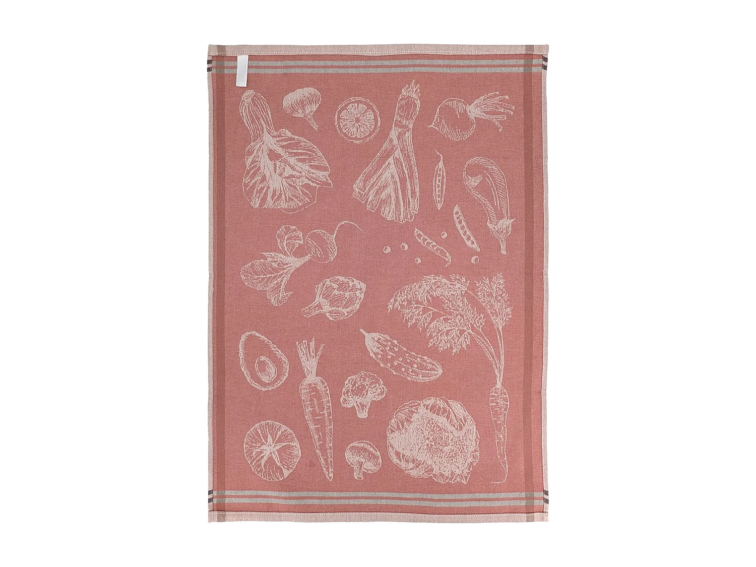 Lot de 2 torchons de cuisine toile VEG 50x70 cm rouge Brique
