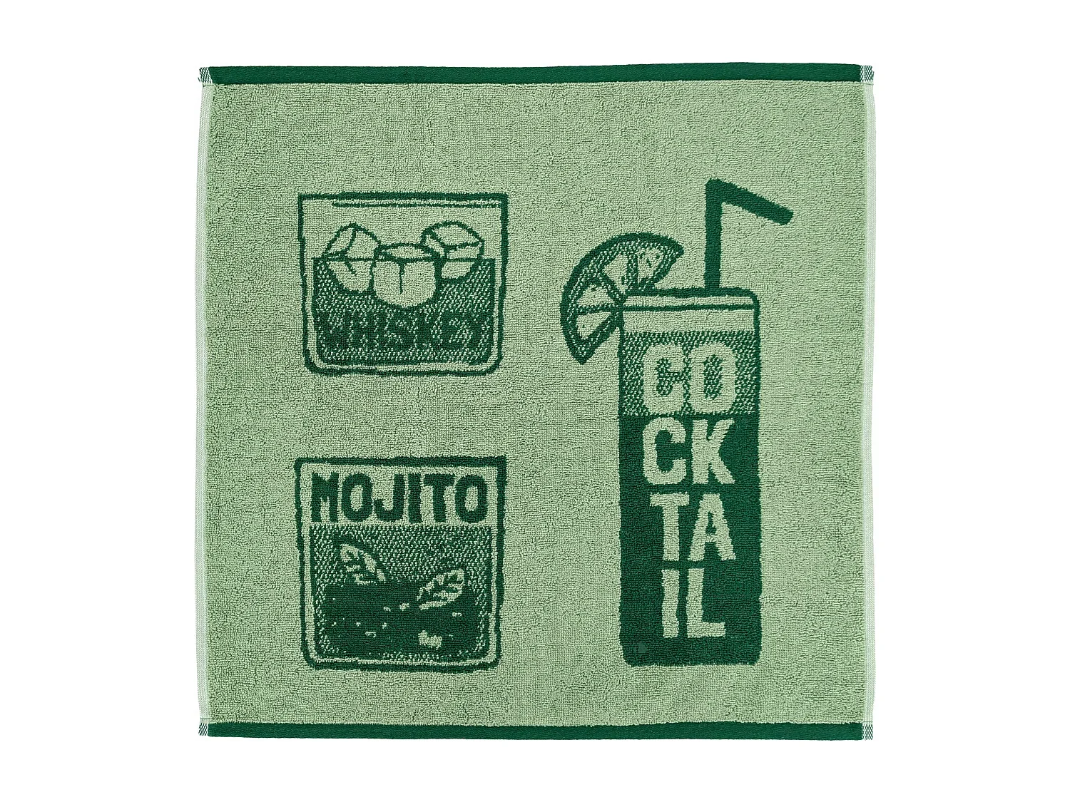 Lot de 2 torchons de cuisine éponge DRINK 50x50 cm vert Menthe