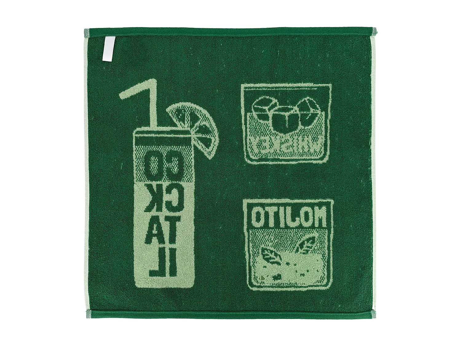 Lot de 2 torchons de cuisine éponge DRINK 50x50 cm vert Menthe
