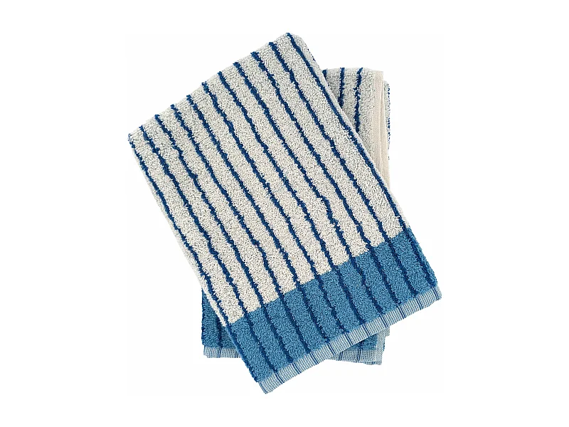 Lot de 2 torchons de cuisine éponge TERRA 50x50 cm à rayures bleu