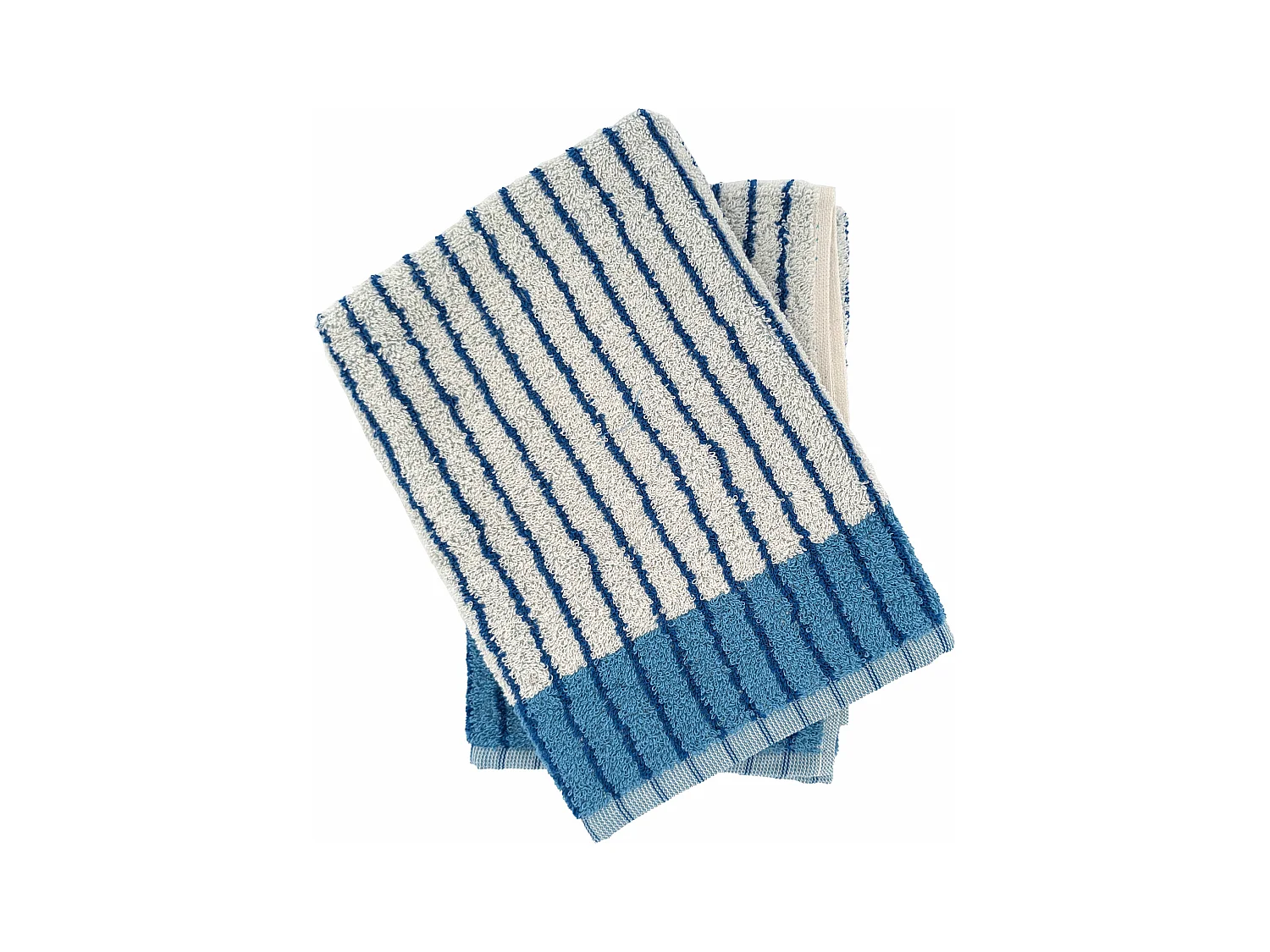 Lot de 2 torchons de cuisine éponge TERRA 50x50 cm à rayures bleu