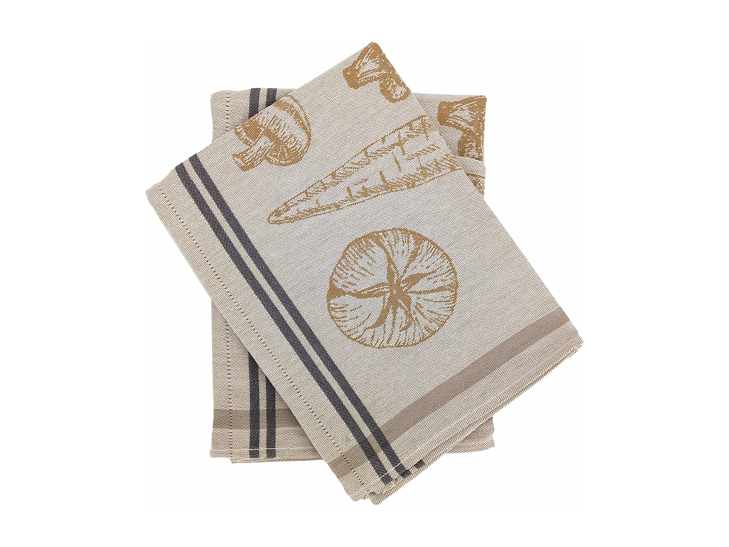 Lot de 2 torchons de cuisine toile VEG 50x70 cm jaune Moutarde