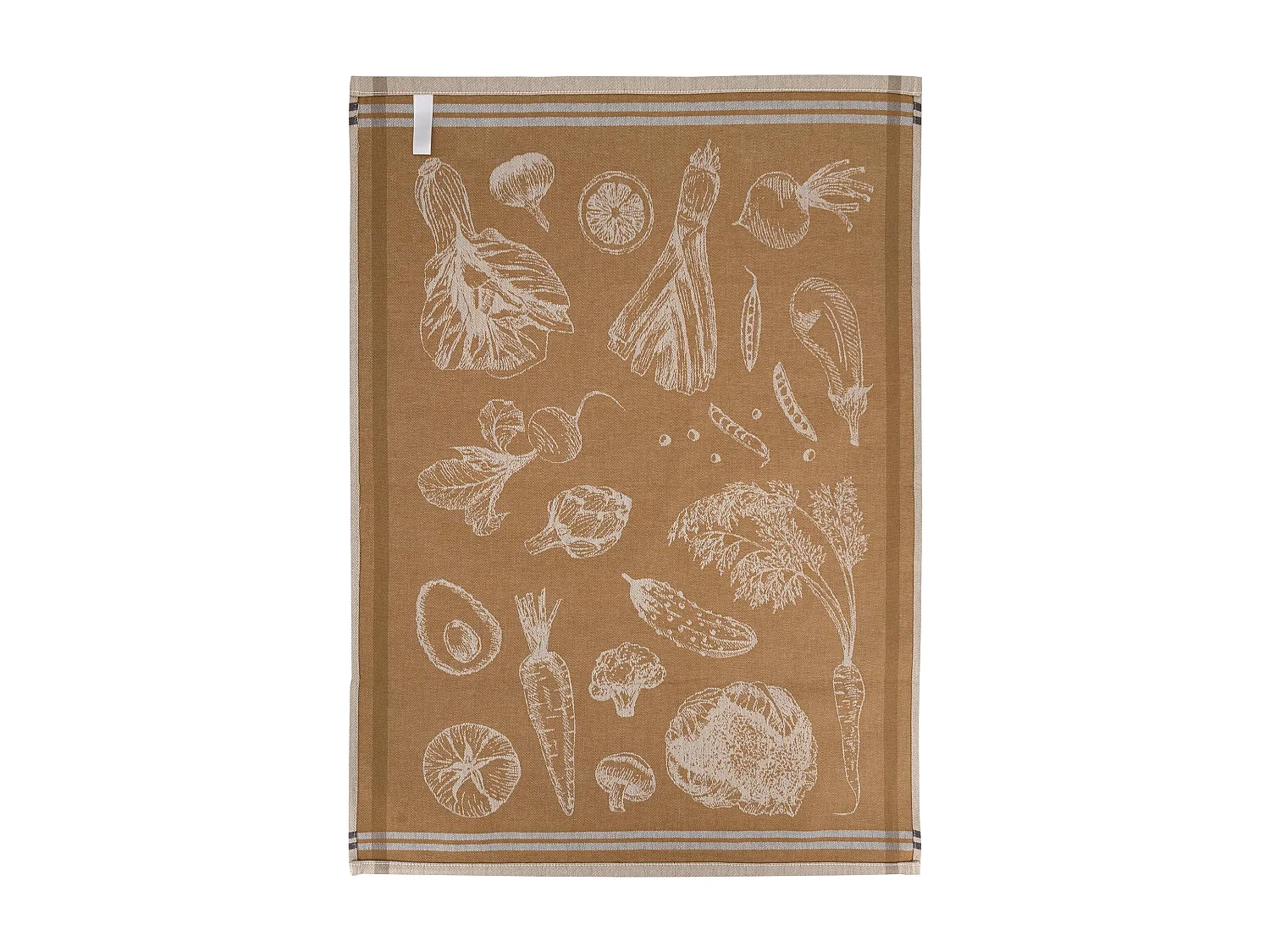 Lot de 2 torchons de cuisine toile VEG 50x70 cm jaune Moutarde