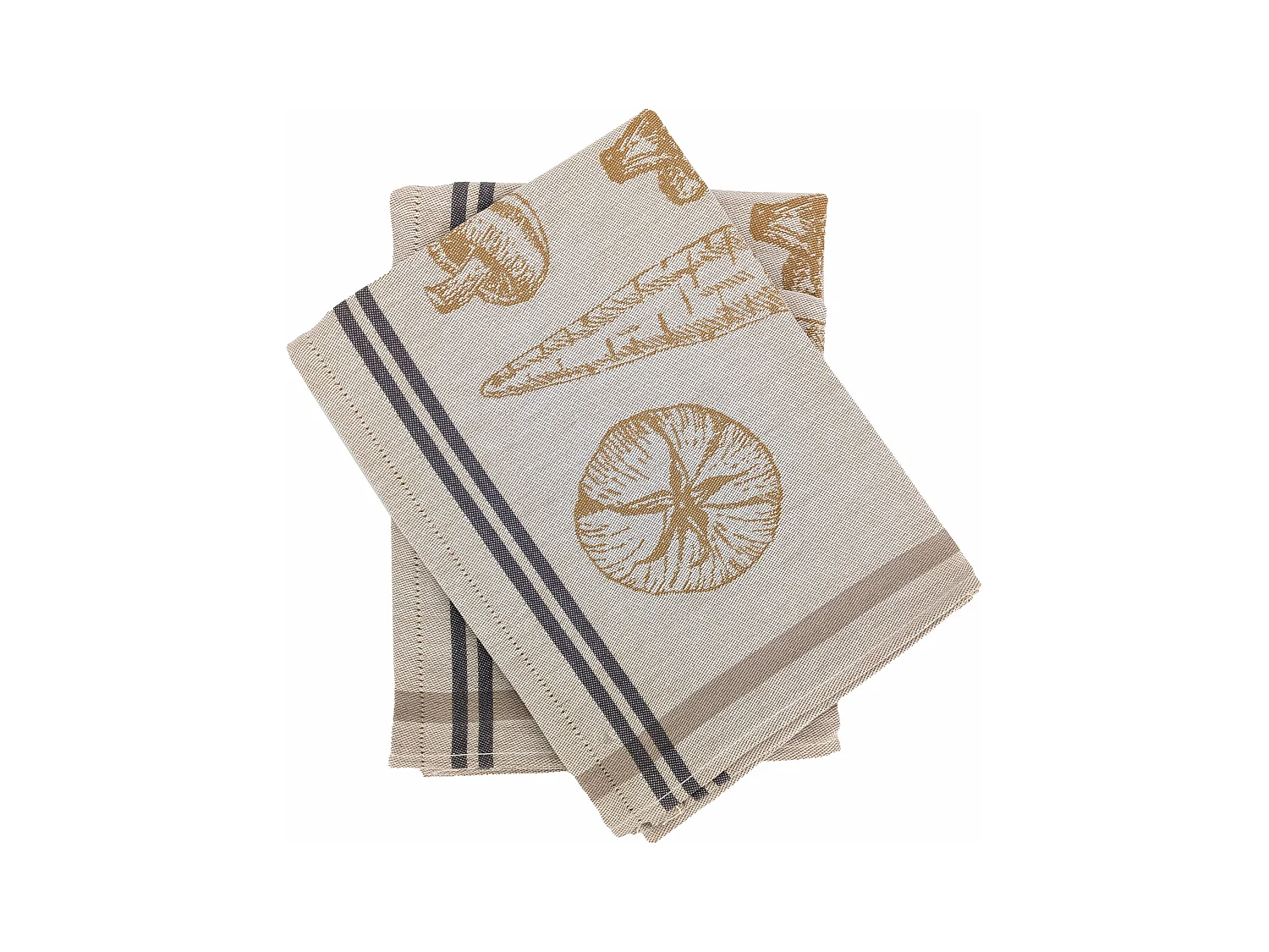 Lot de 2 torchons de cuisine toile VEG 50x70 cm jaune Moutarde